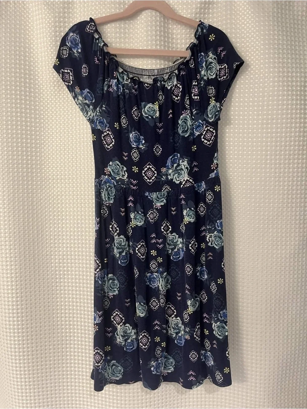 Justice Girls Navy Floral Smocked Midi Dress